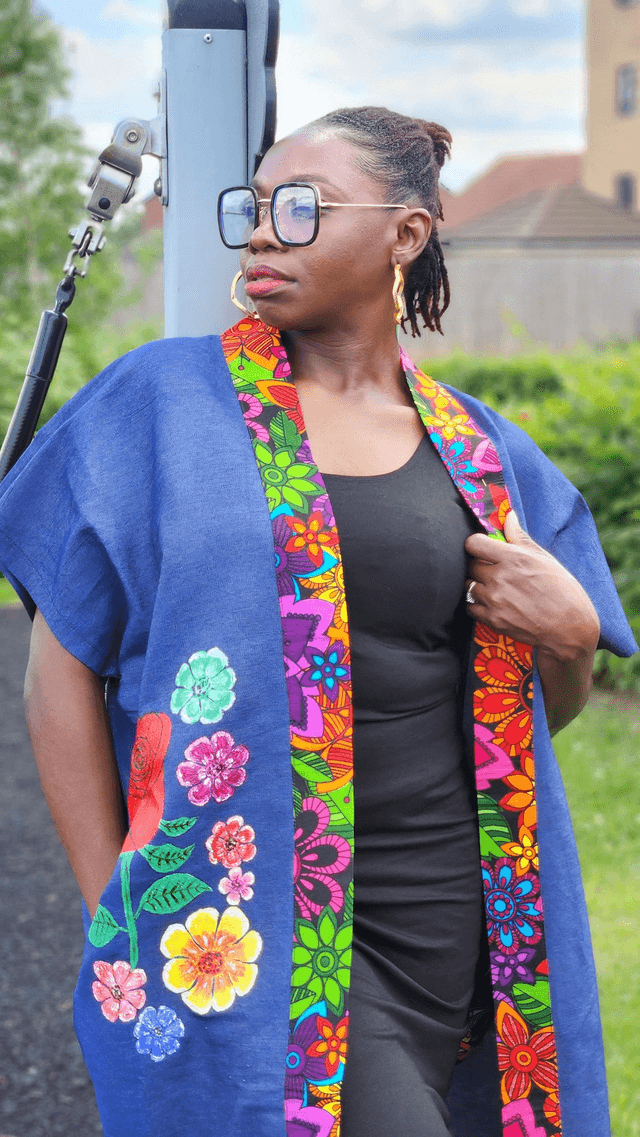 Denim Hand-painted Kimono