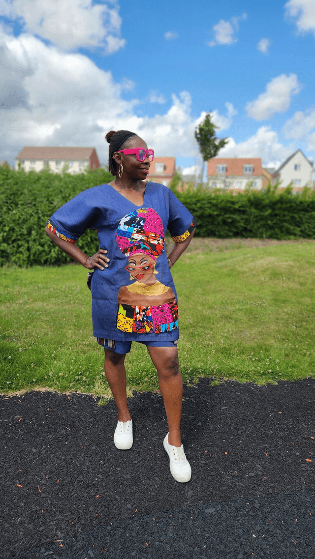 Hand-painted Denim Tunic