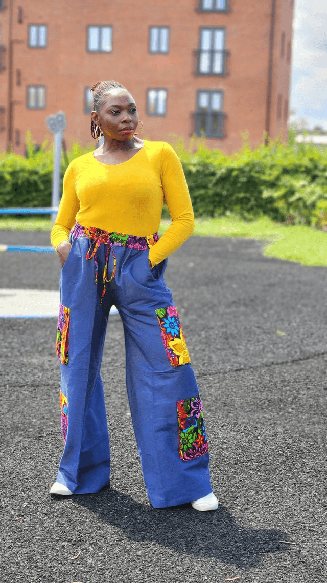 Denim & Ankara Cargo Pants