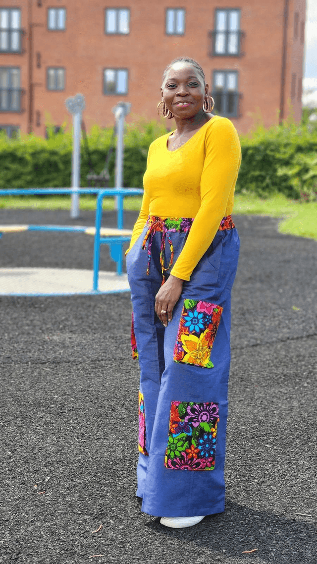 Denim &amp; Ankara Cargo Pants